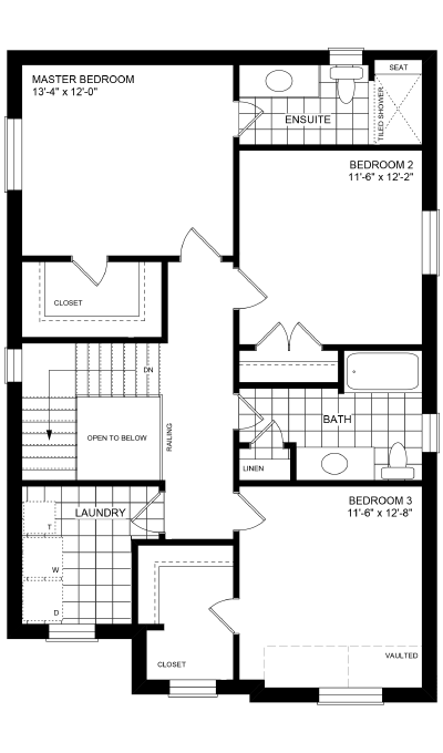 Birchview 2 Upper Floor Plan Elev B 3 Bed