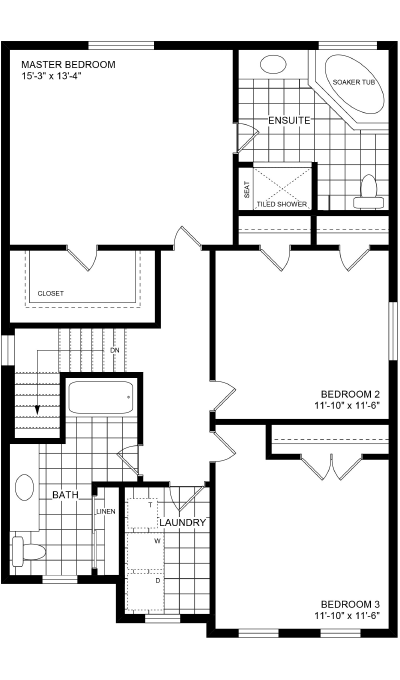 Englewood 3 Upper Floor Plan Elev A