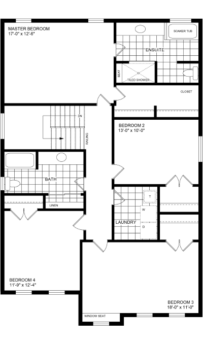 Hillcrest Upper Floor Plan Elev A