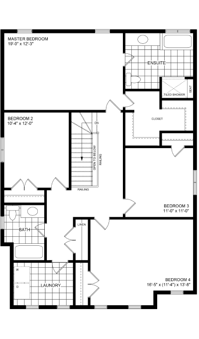 Williamsburg Upper Floor Plan Elev A